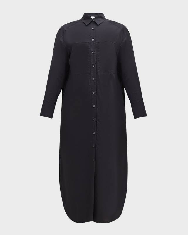 Zara Pintuck Cotton Poplin Midi Shirtdress